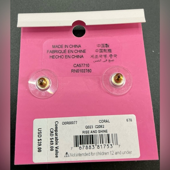 KATE SPADE NEW YORK ROUND STUD PINK CUBIC ZIRCONIA PIERCED EARRINGS NWT - Picture 2 of 2